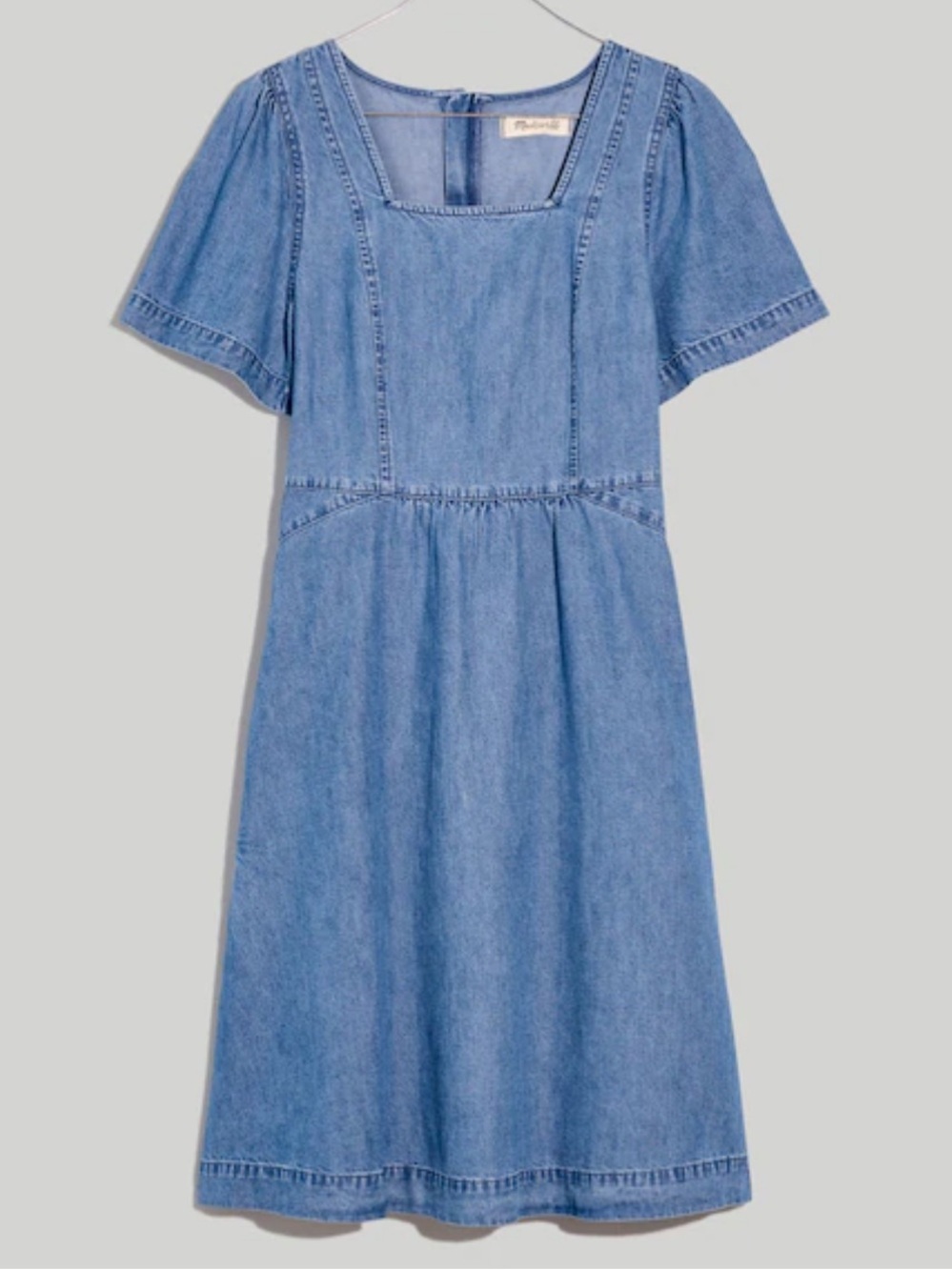 Madewell Denim Flutter-Sleeve Midi Dress in Amberley Wash Size 0 NWOT NH040